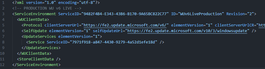 The contents of the CAB's XML file.