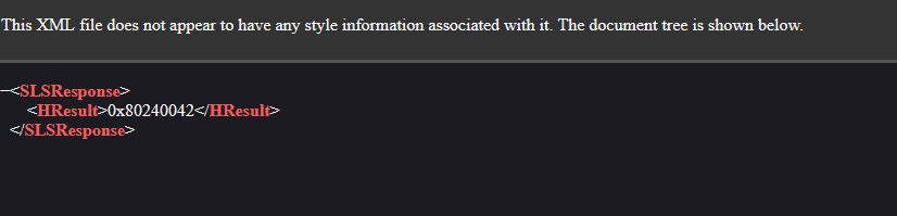 image of the SLS response error